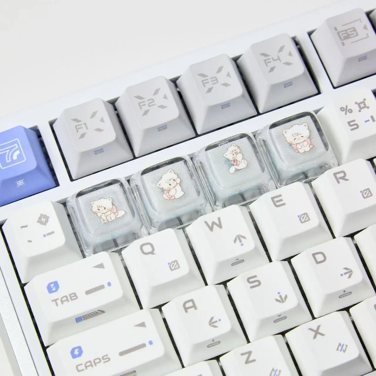 Kawaii Mechanical Keyboard Magnetic Switch Keycaps Translucent Personalized Keycaps Cartoon Anime Cute Little Cat Adorable Gift
