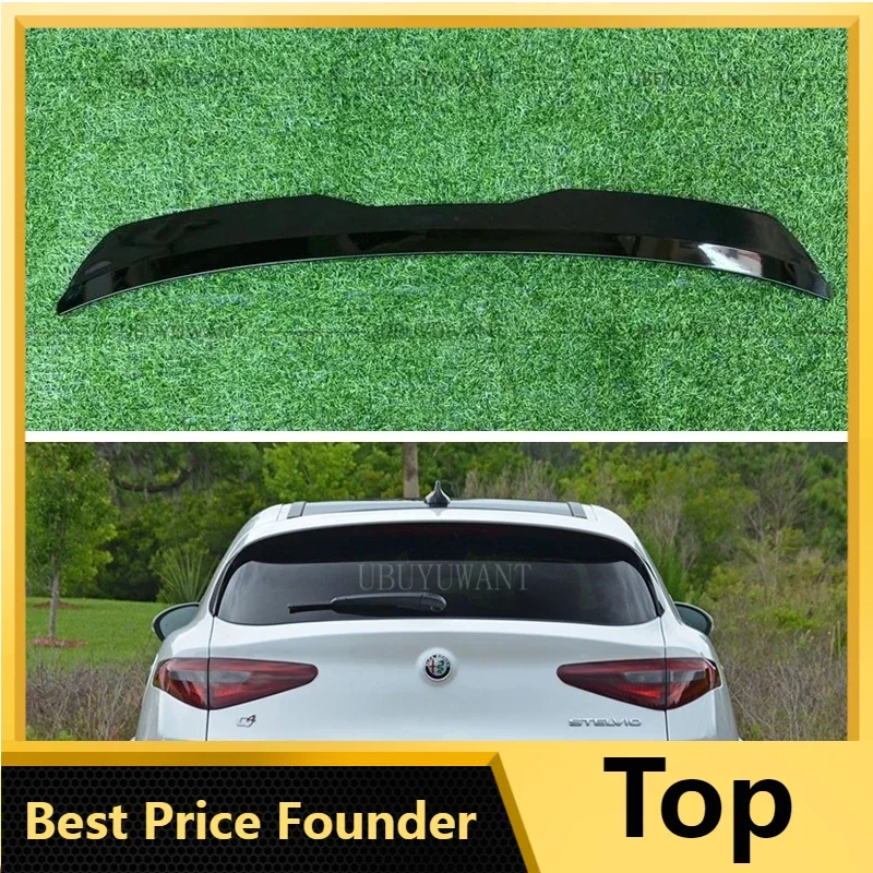 For Alfa Romeo Stelvio Roof Spoiler Rear Wing Body Kit Accessories ABS Plastic SUV Hatchback Universal Gloss Black