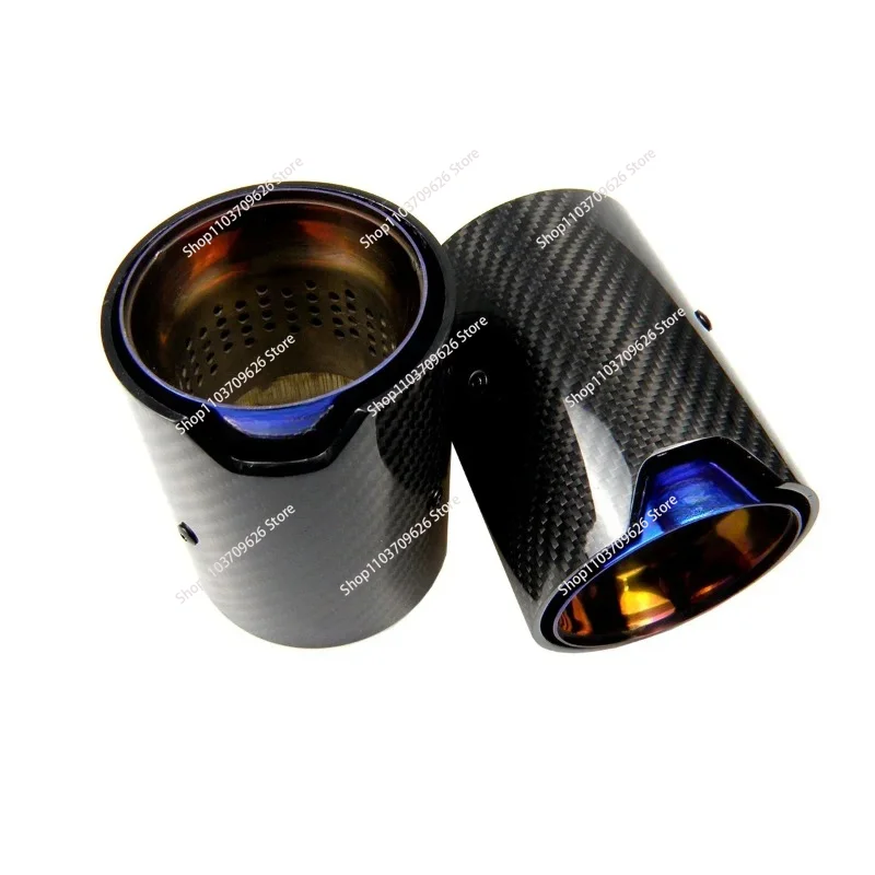 1 Piece Burnt Blue Carbon Fiber Exhaust Tip Muffler For BMW M Performance exhaust pipe M2 F87 M3 F80 M4 F82 F83 M5 F10 M6 F12