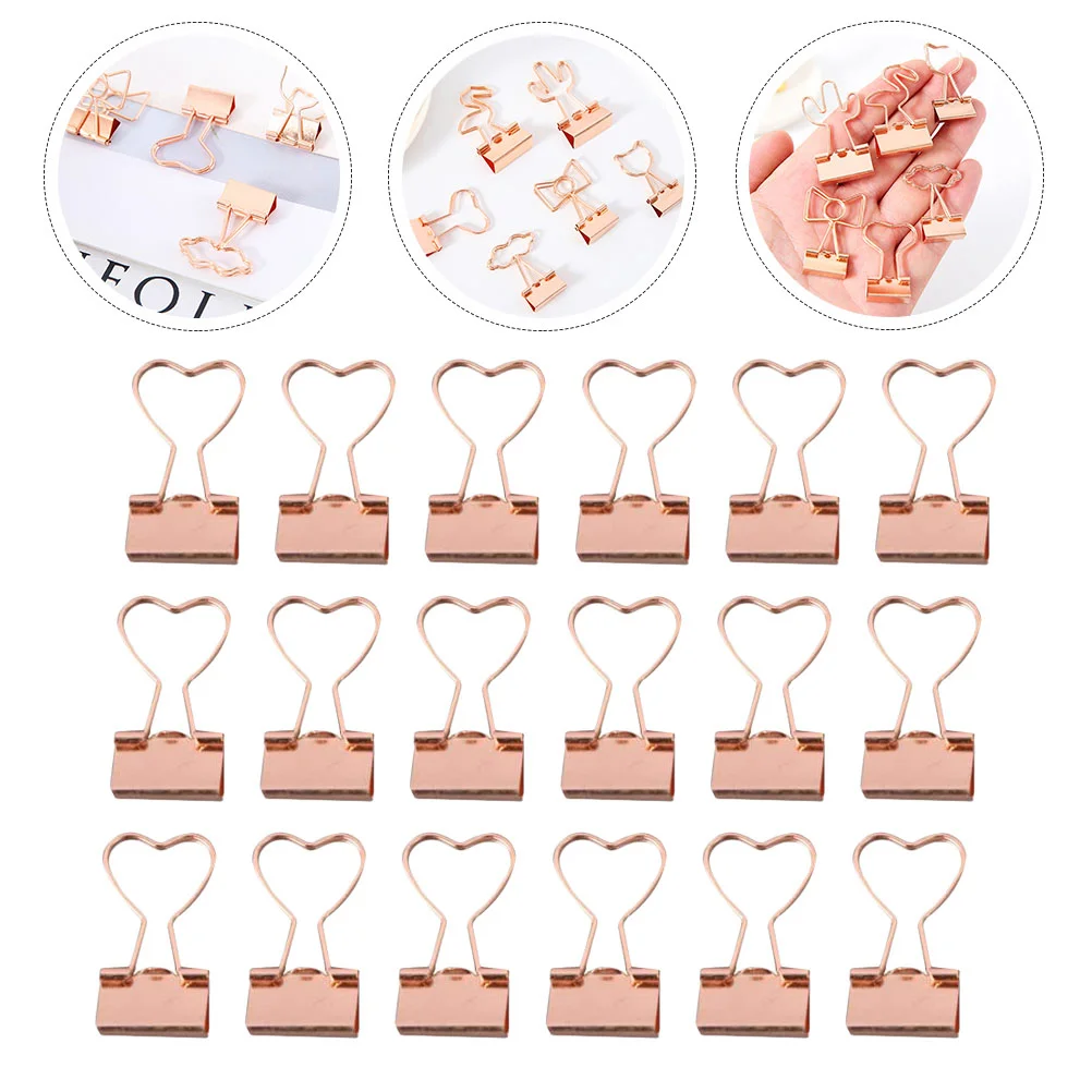 20 Pcs Little Clip Paper Metal Binder Clips Learning Accessories File Organizing Heart Shaped Professional Book Clamps