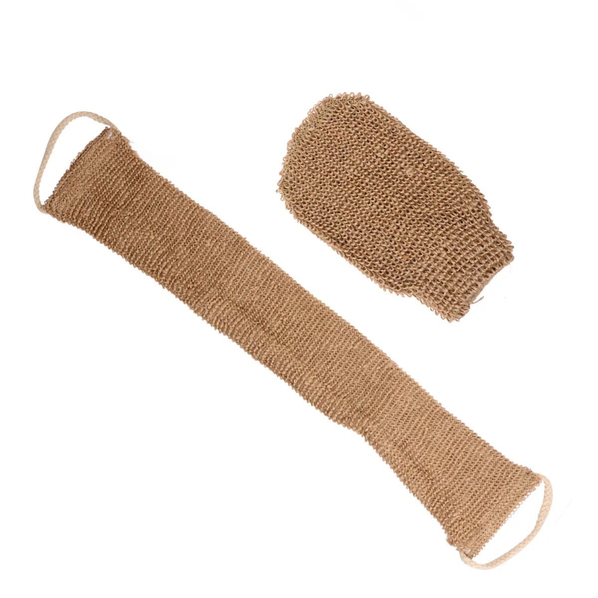 

2Pcs Bath Scrubber Gloves Exfoliating Back Scrubber for Shower Double-Sided Wash Strap with Long Handle Hemp Fiber