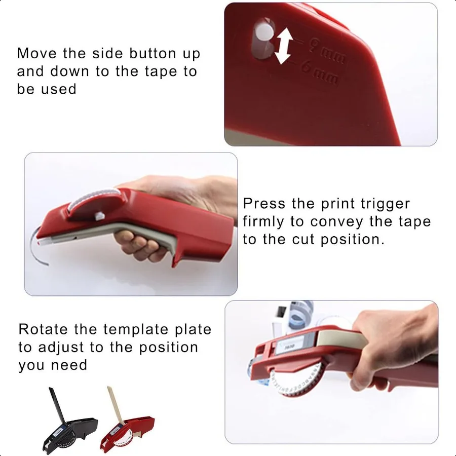 Eming Label Maker Clear Number Letter Mini Label Printer with Cutter No Ink Handheld Small Labeler hine for 6mm to 9mm Tape for