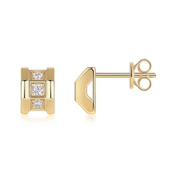 2mm Round Moissanite Earrings S925 Sterling Silver Yellow Gold Ladies Stud Earrings Jewelry