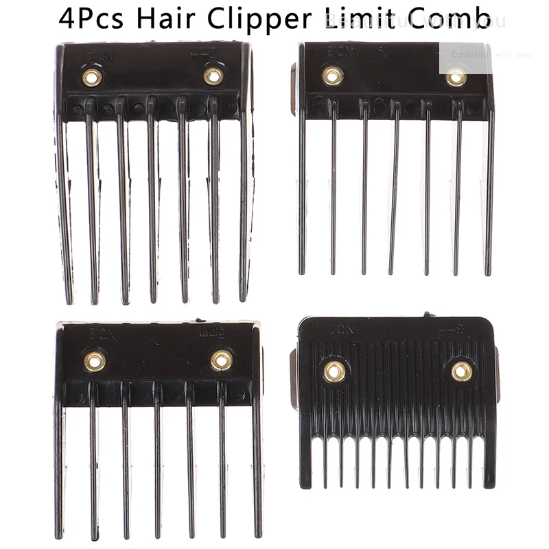 

4Pcs Universal Cut Clipper Limit Comb Guide Attachment Size Barber Replacement