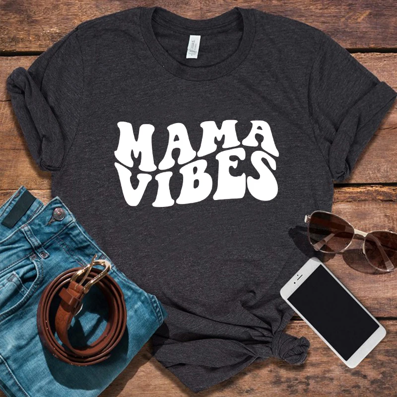 

Mama Vibes Shirt Retro Mama Shirts Women Groovy Mama Shirt Pregnancy Aesthetic Clothes Mother Day Graphic Tee Summer