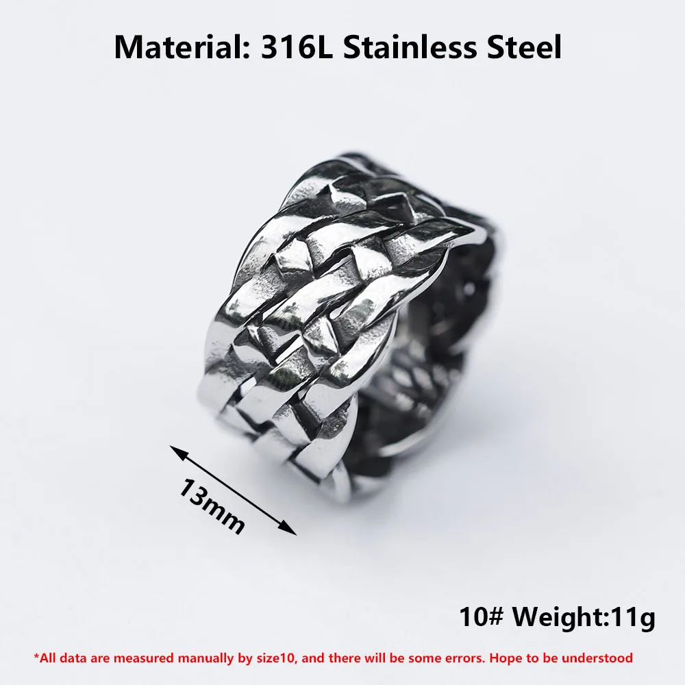 2022 NEW Men\'s 316L stainless steel rings Vintage Nordic Viking Fried dough twist knitting Rings Amulet Jewelry free shipping