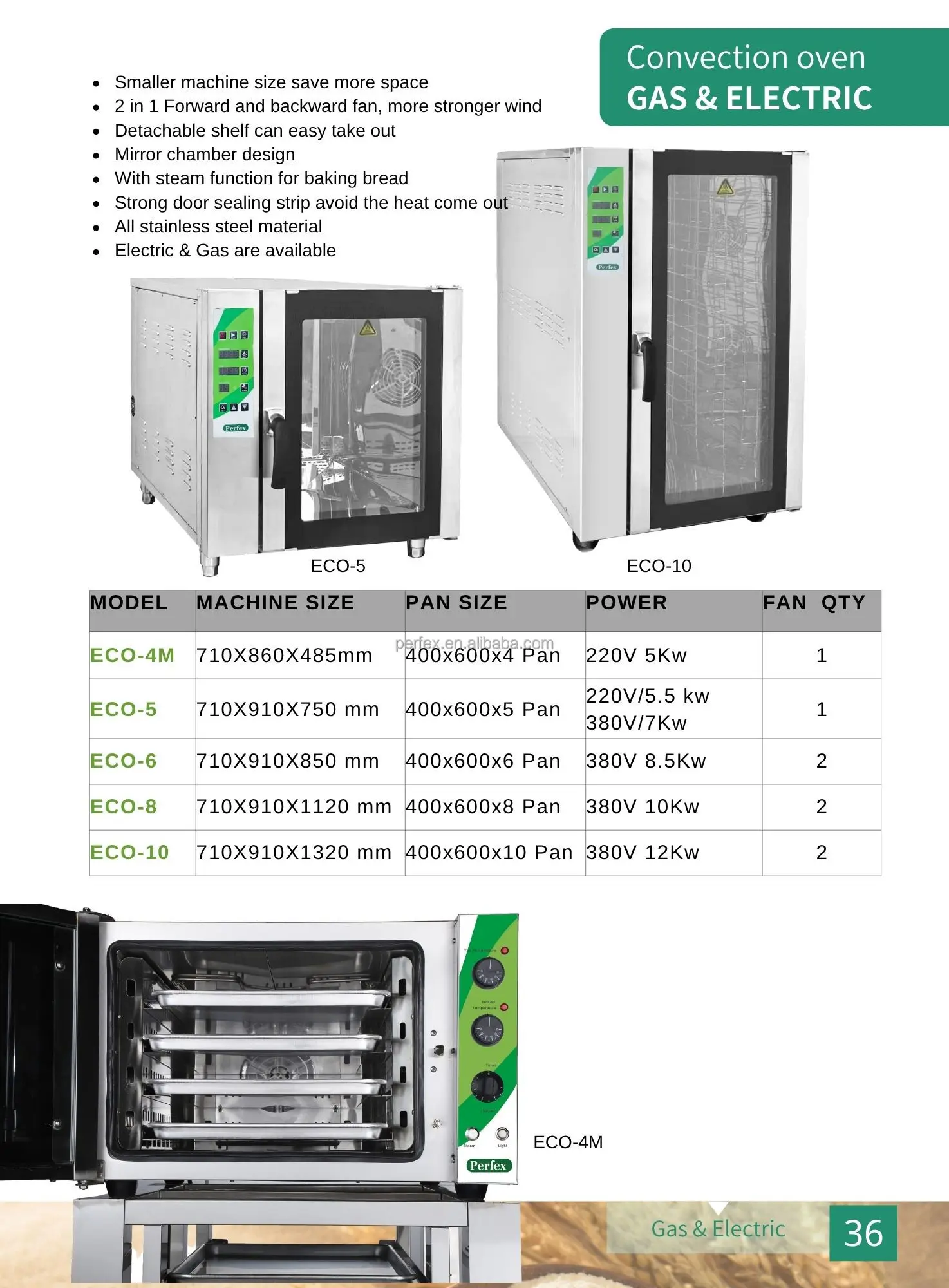 TLF ECO-4M elektrische convectieoven grote capaciteit van 120L Perfex commerciële roestvrijstalen oven fabrieksprijs