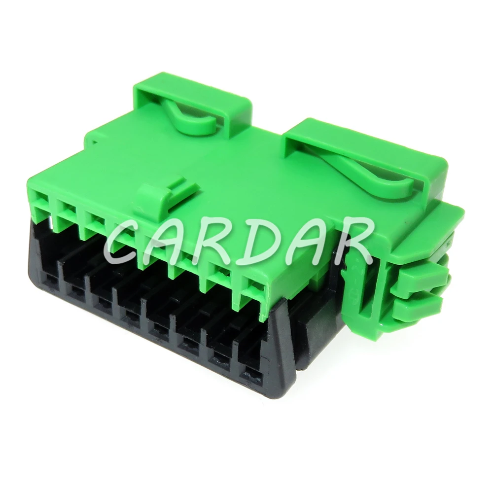 1 Set 16 Pin Auto Electric Wire Socket AC Assembly Car Wiring Unsealed Connector Green Automotive OBD Diagnostic Plug