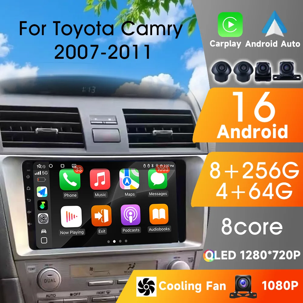 

GPS FM RDS Autoradio For Toyota Camry 7 XV 40 50 2006-2011 Car Bluetooth Radio Carplay Android Auto Car Multimedia Video Player
