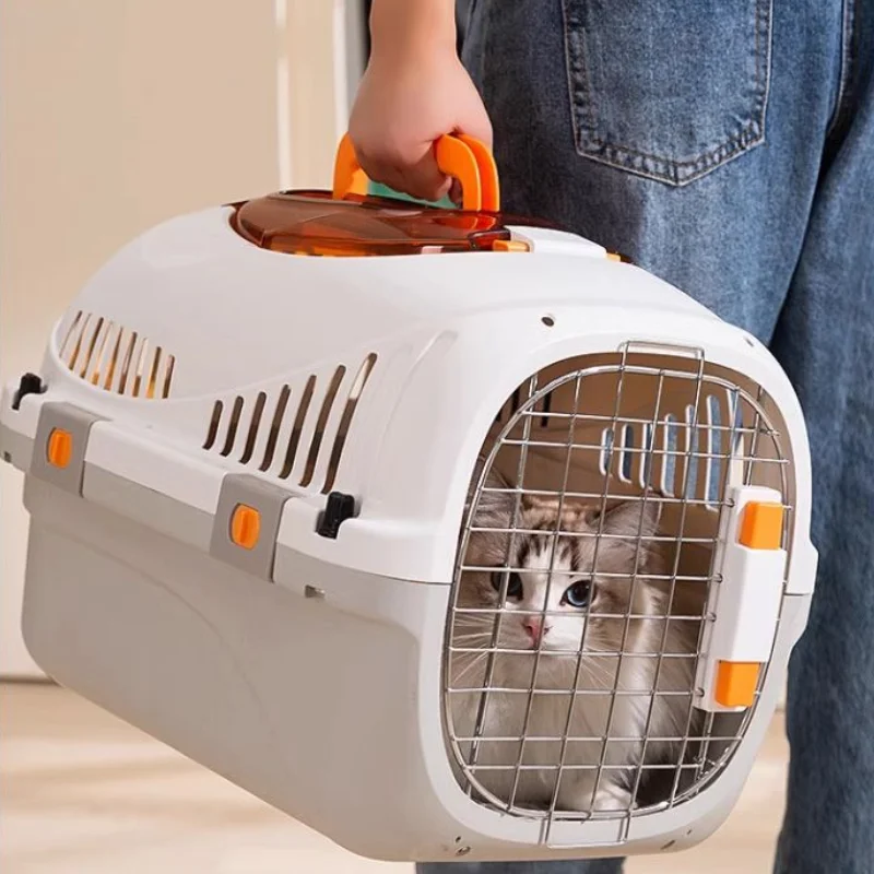 Portable pet travel airline box Simple style pet car cage Multifunctional pet cage Ventilated and breathable cat transport box