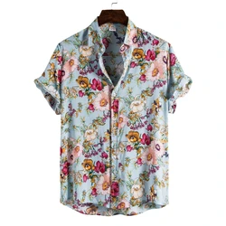 Luxe Kleding Heren Echte Linnen Shirt Man Shirts Hoge Kwaliteit Mode Blouses Sociale T-Shirts Korte Mouw Hawaiiaans Katoen