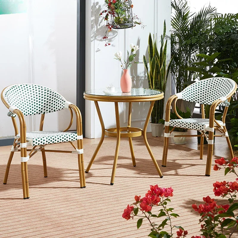 

'aluminum frame chair set terrace cafe restaurant table and chair set wicker antique rattan