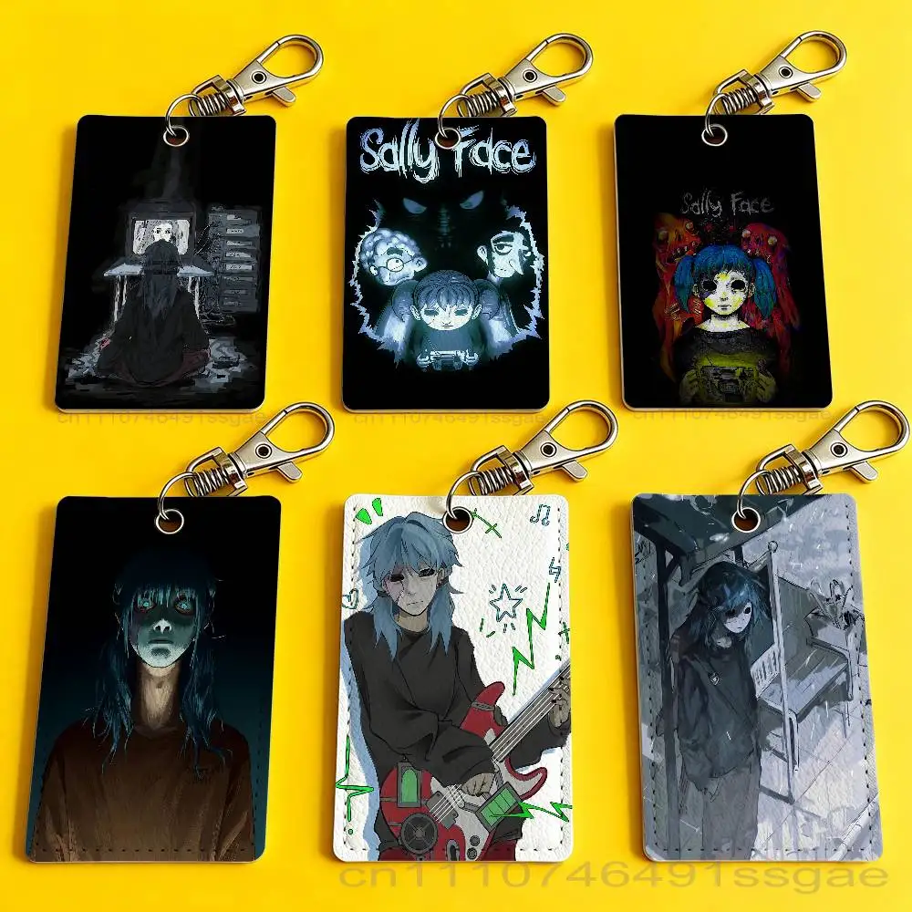 

Game S-Sally F-face Card Case Leather Card Holder Keychain Key Ring Door Access Tags ID Card Case Keychain