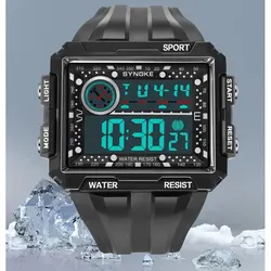 SYNOKE Outdoor Large Screen Digital Watch Men Fashion Retro Watch Sports Waterproof  Multifunctional Night Light