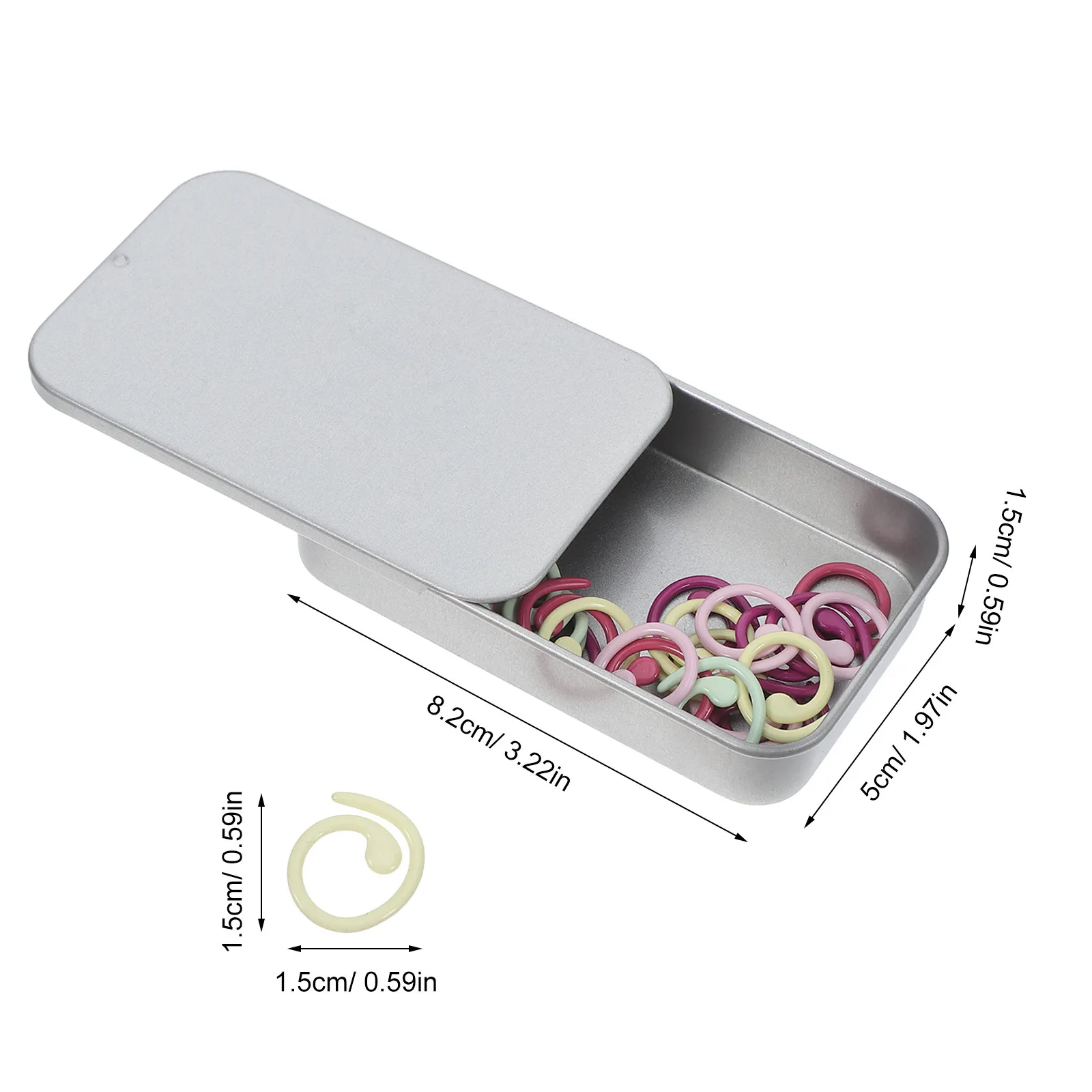 50Pcs Spiral Metal Colored Stitch Markers for Crochet Knitting Split Ring Removable Portable Storage Box Colorful Craft Tool view 6