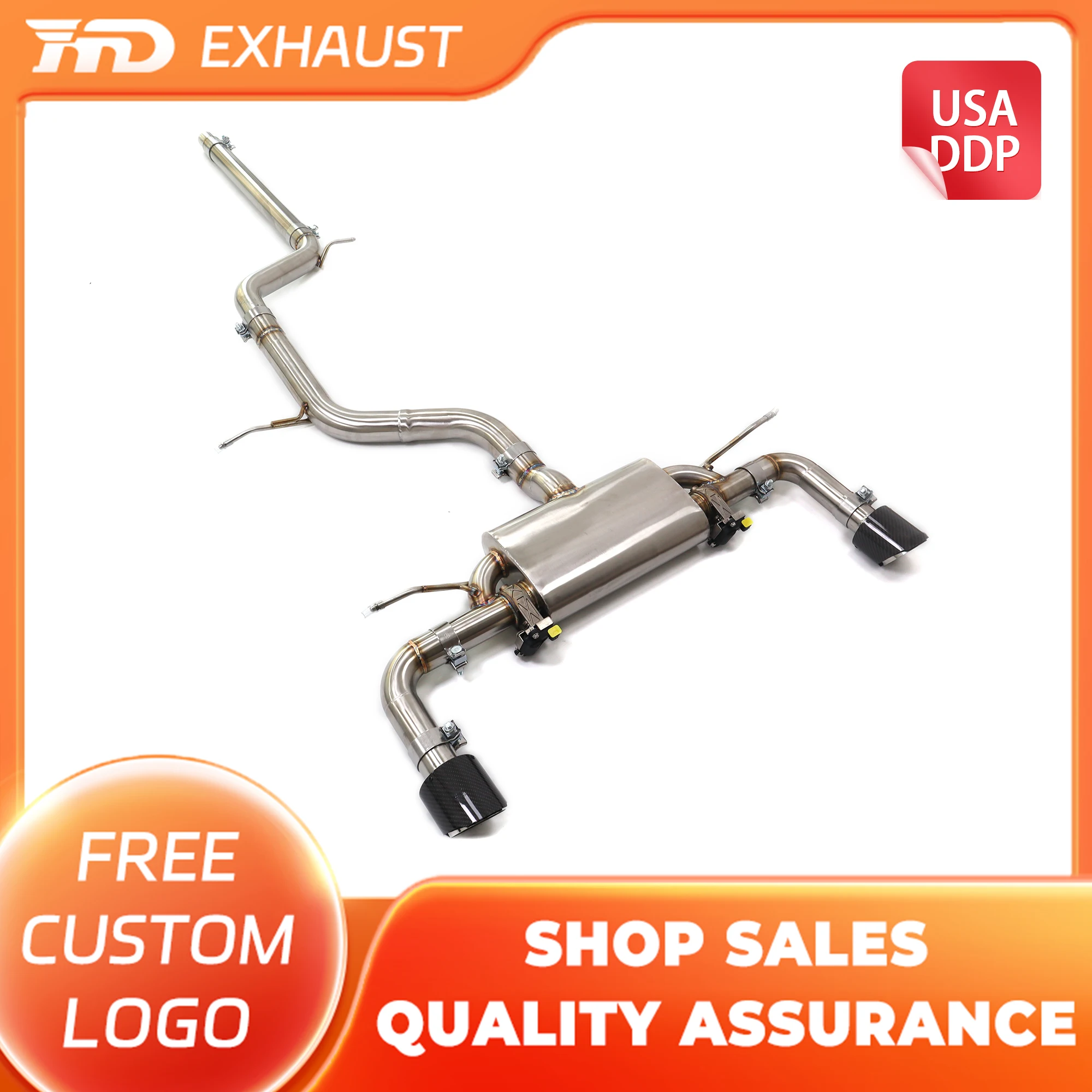

HMD Hot sale stainless steel exhaust system catback for Volkswagen Golf MK8 1.5T valves with Muffler tips exhaust pipe