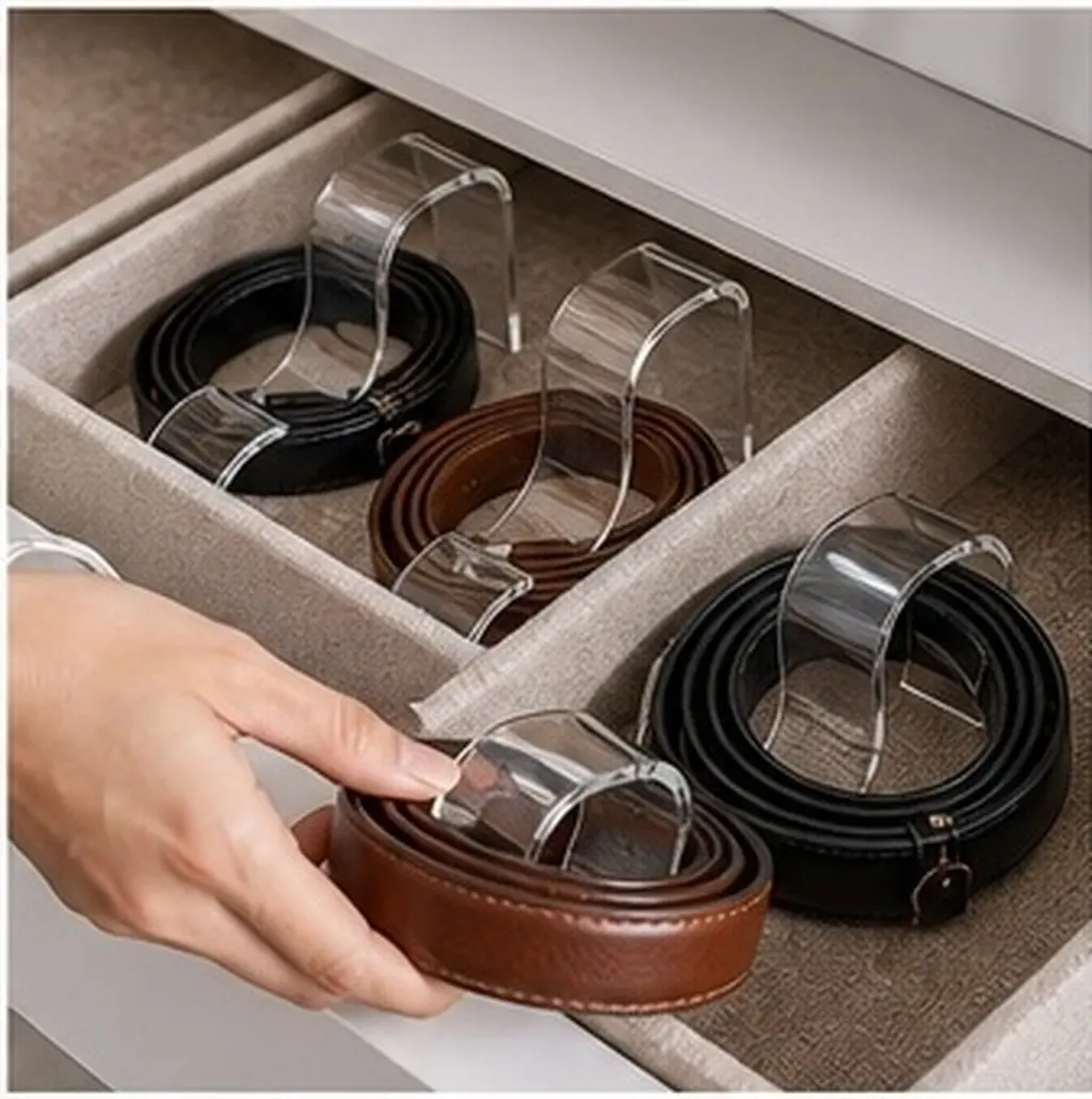 2Pcs Belt Display Rack Acrylic Creative Storage Stand for Shop Home Supermarket Merchandising Organizer Holder