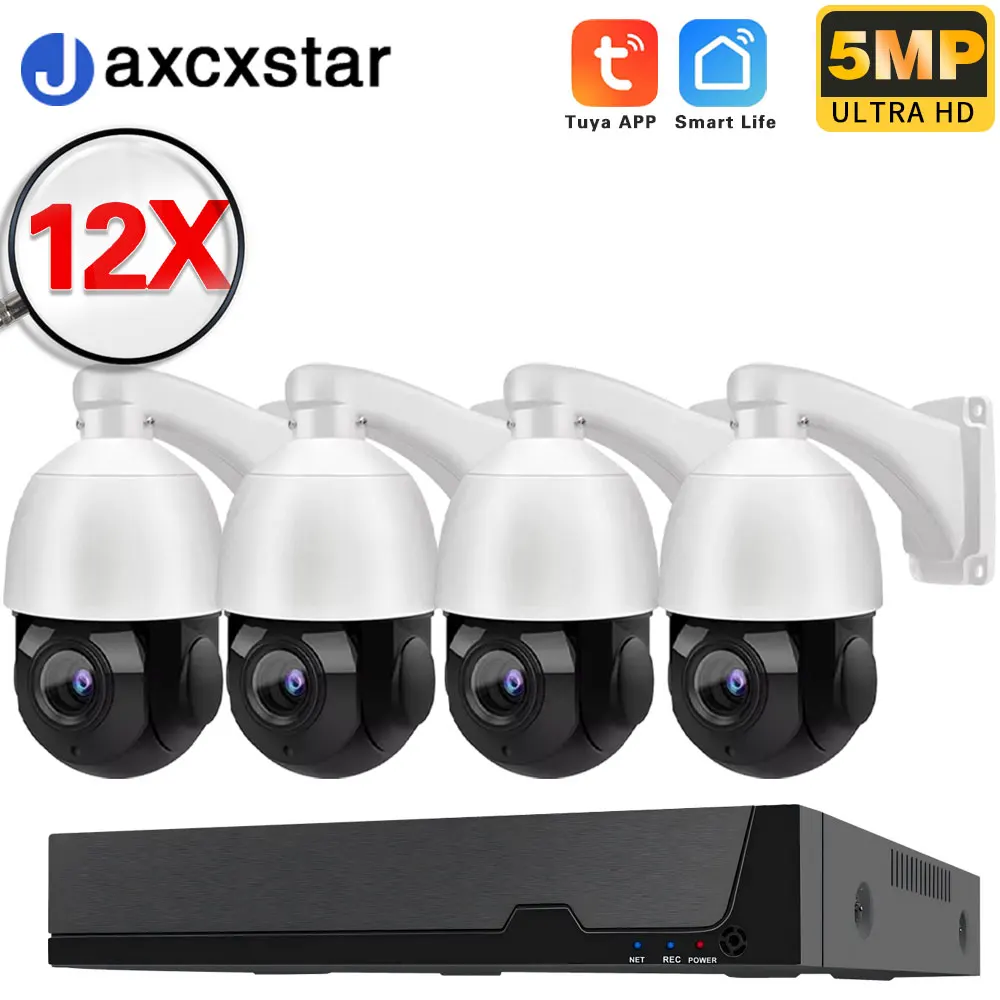 

TUYA Outdoor 38X Optical Zoom PTZ 4K POE NVR Kit 8MP CCTV Surveillance Camera Audio Home Security Video Surveillance System