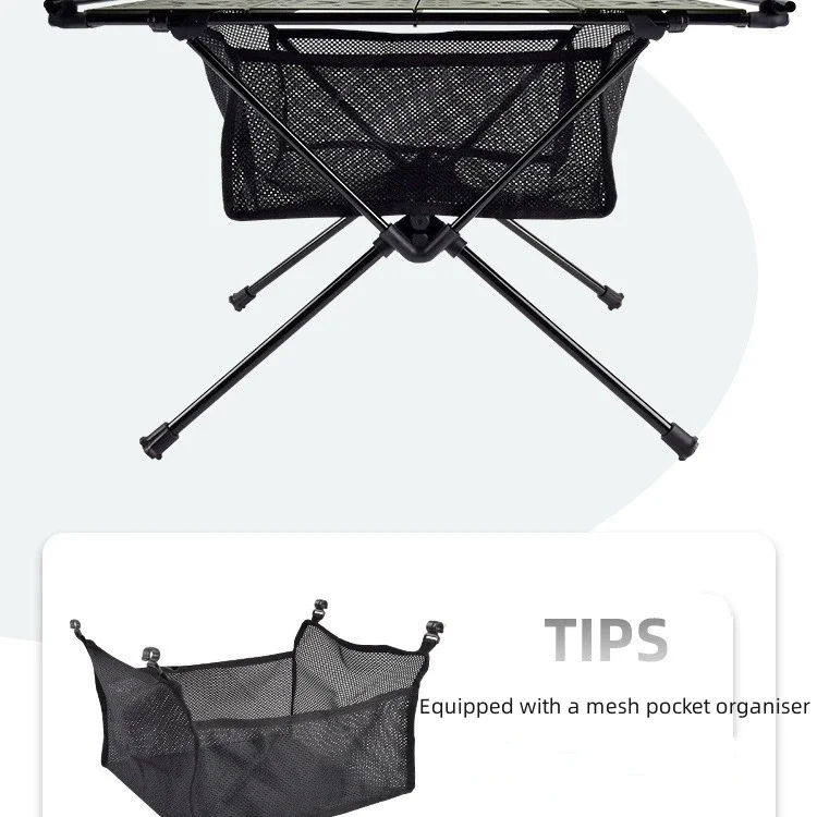 Outdoor Folding Table, Portable Hard Top Camping Table with Mesh Storage Organizer and Carry Bag for camping