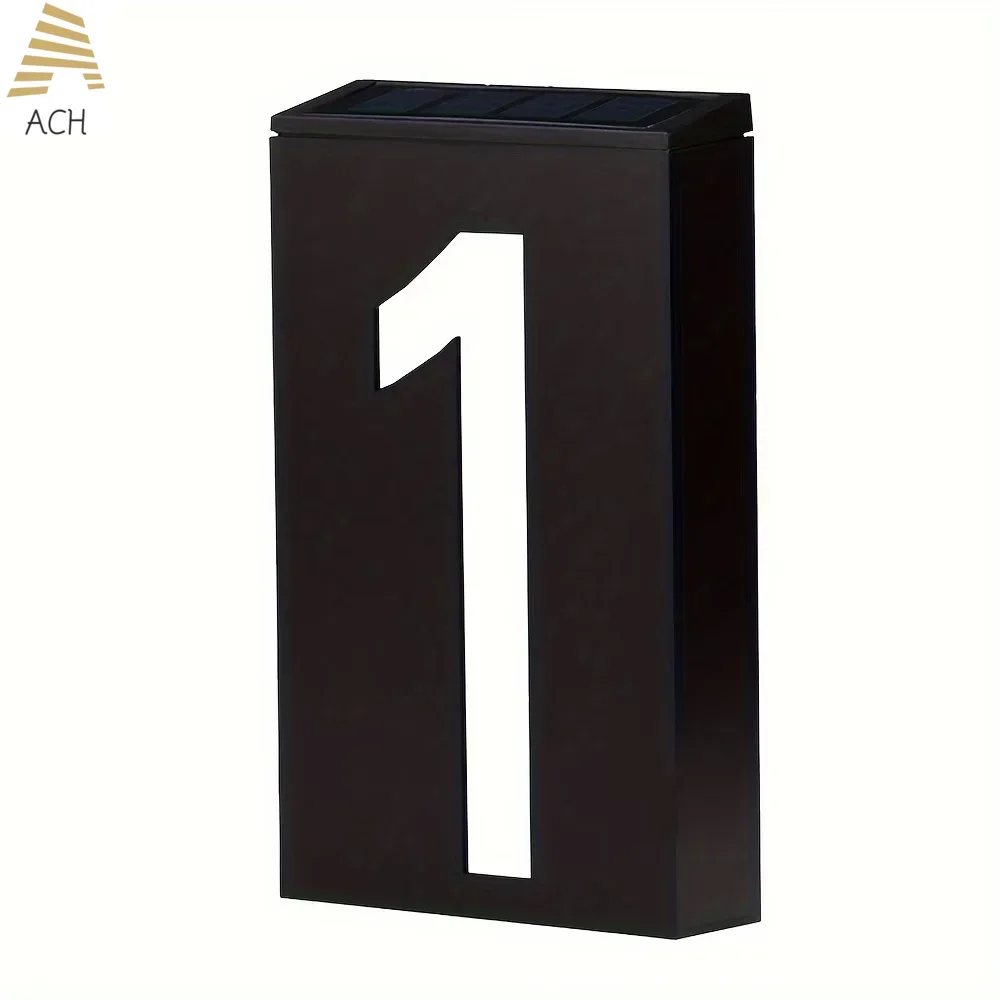 178mm Solar House Numbers Light 0-9 LED Illuminated Address Sign Waterproof Outdoor Wall Plaque for Yard Fence Door Auto On Off