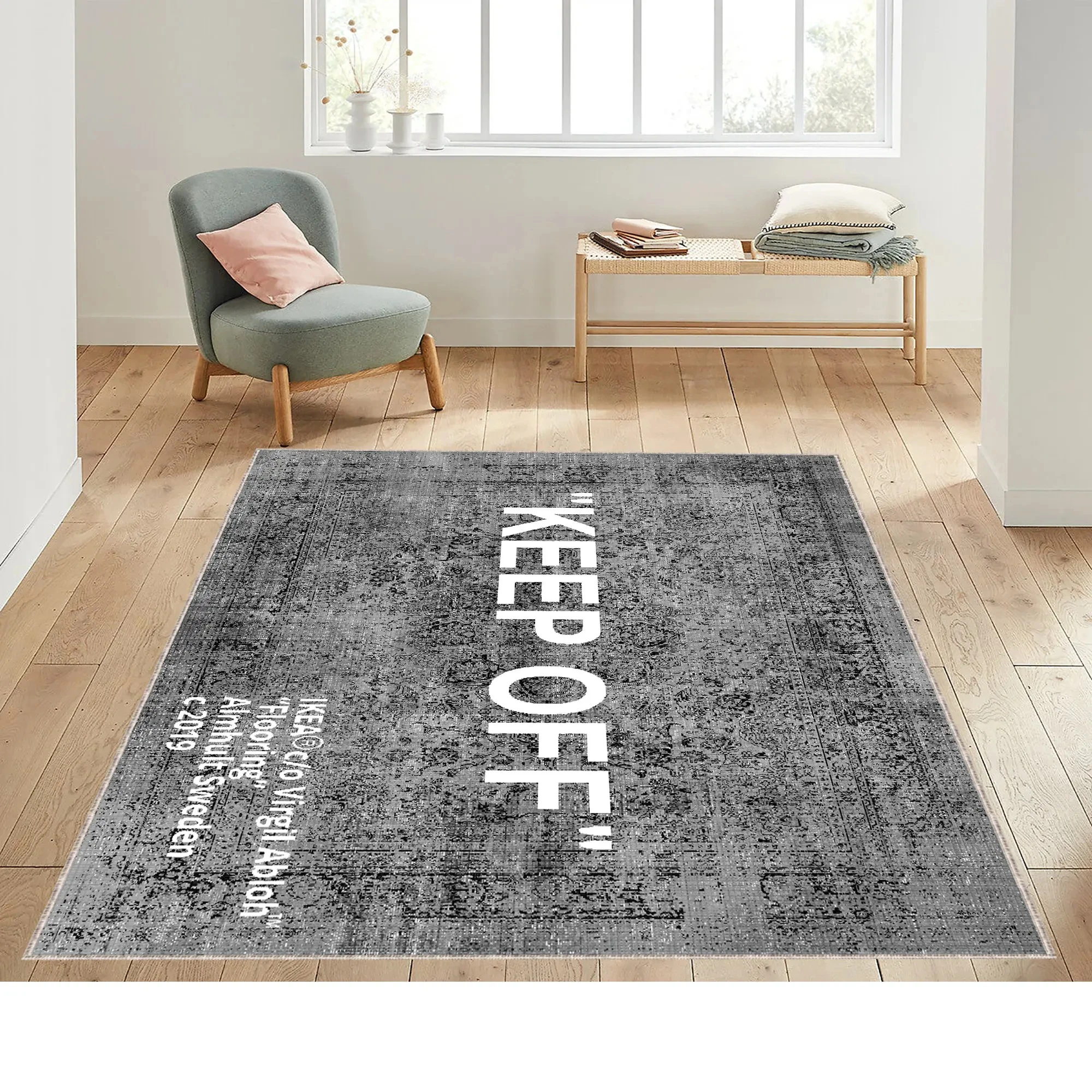 Keep Off Rug Gray Patterned Keep off Home Decor Rug Modern Custom Rug Fashion Decor Rug Cool Rug Gray White