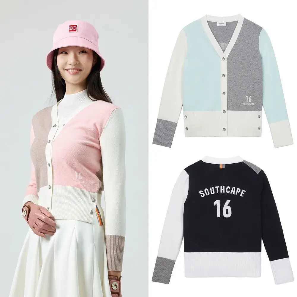 

Women's Golf Apparel Letter-Print Color-Block Jacket Fall/Winter Thickened Warmth New Style Jacket