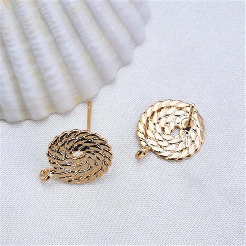 20 Pieces 18K Gold Color Plated Twist lollipop Earrings Connectors DIY Ornament Earrings Jewelry Findings Ear Stud Accessories