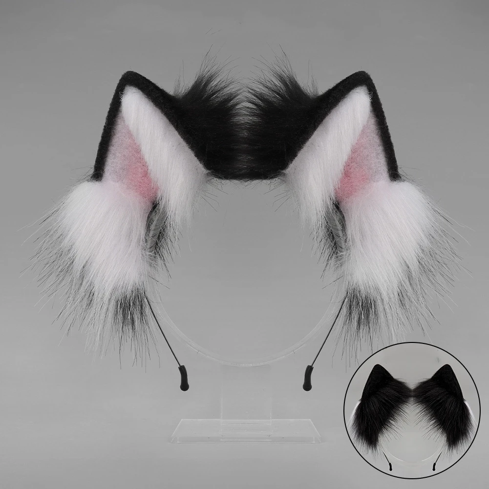 Cerceau de cheveux d'oreille de renard fait à la main pour enfants, spectacle de balle d'animal, coiffure, oreille de loup, cosplay mignon, accessoires en direct