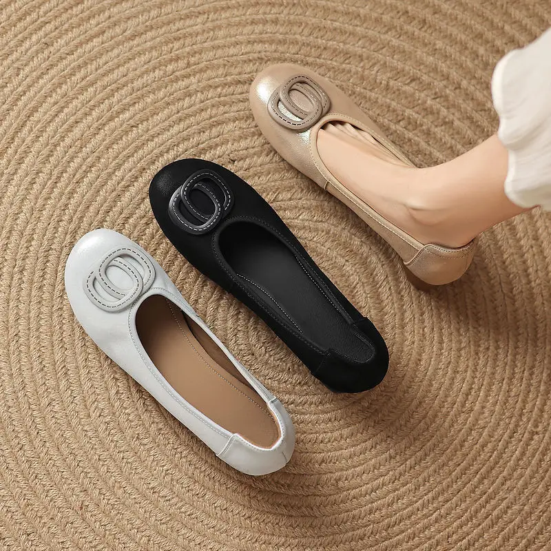 2026 new spring autumn women pumps natural leather 22-24.5cm soft sheepskin round toe round heel women shoes  fashion loafers