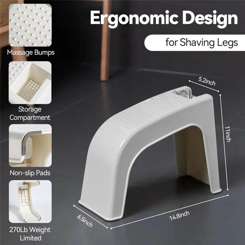Shower Foot Rest For Shaving Legs, Non-Slip Pedicure Foot Rest, Shower Foot Step Stool For Shave Legs, For Pedi Stand image 6