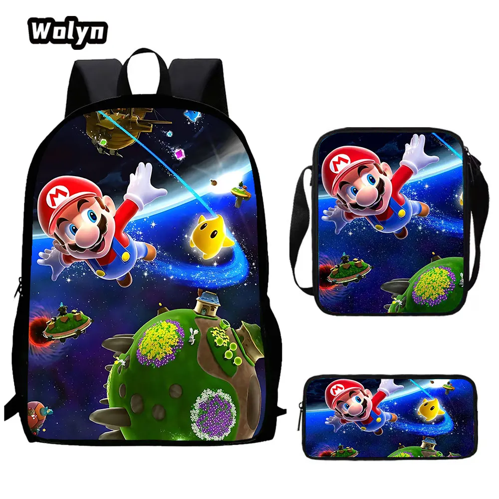 Cartoon Ma-R-rio Child School Backpack With Shoulder Bags Pencil Bags For Kindergarten,Best Gift For Boys and Girls