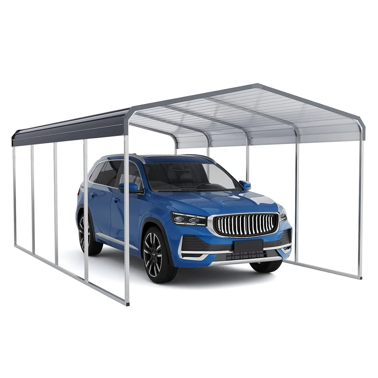 12x20 Metal Carport Heavy Duty Shelter with Galvanized Roof & Updated Frame for Car Pickup Boat Tractor, Customized