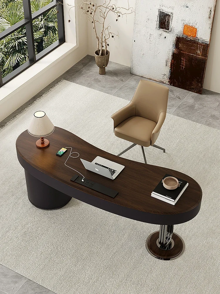 Modern simple home living room study office walnut veneer computer desk