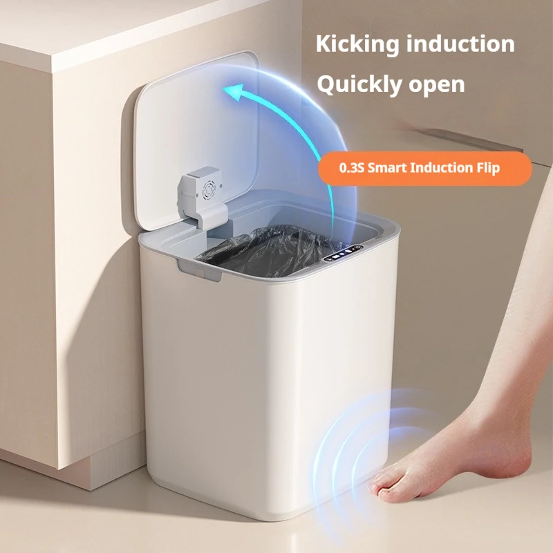 

Intelligent Garbage Bin Household Kitchen Bedroom Large Capacity Electric With Cover Light Automatic Sensing Crevice Garbage Bin