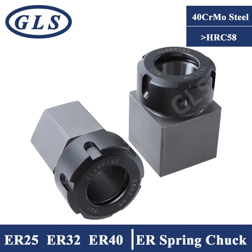 Aço Duro Hex Primavera Chuck Assento para Torno Cnc Gravura de Corte Porta-ferramenta Quadrado Hexágono Er25 Er32 Er40