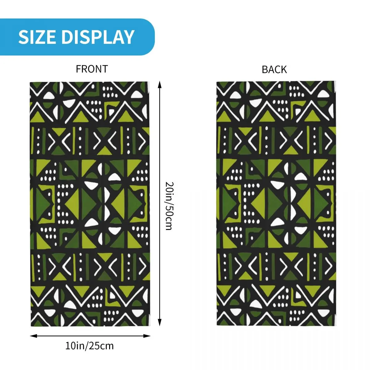 Lime Green Mudcloth African Tribal Print Bandana Neck Cover Printed Mask Scarf Warm Headband Running Unisex Adult Washable