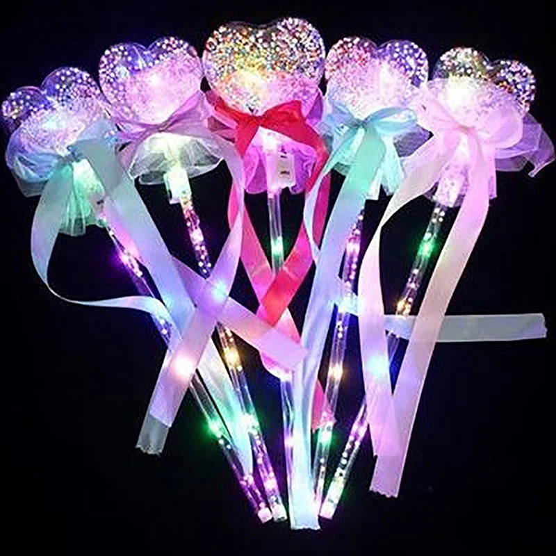 Handheld Princess Wand Magical Stick For Costume Role Play Show Cosplay Party Favor Light Up Magic Wand LED Pretty Glow Toys 1PC