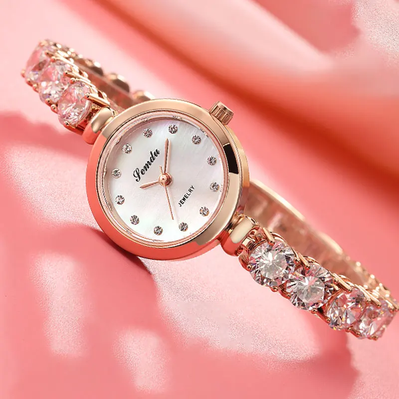 Semdu Rose Gold Classic Vintage Ladies' Quartz Watch Ocean Heart Light Luxury Fashionable High-end Watch Perfect Gift
