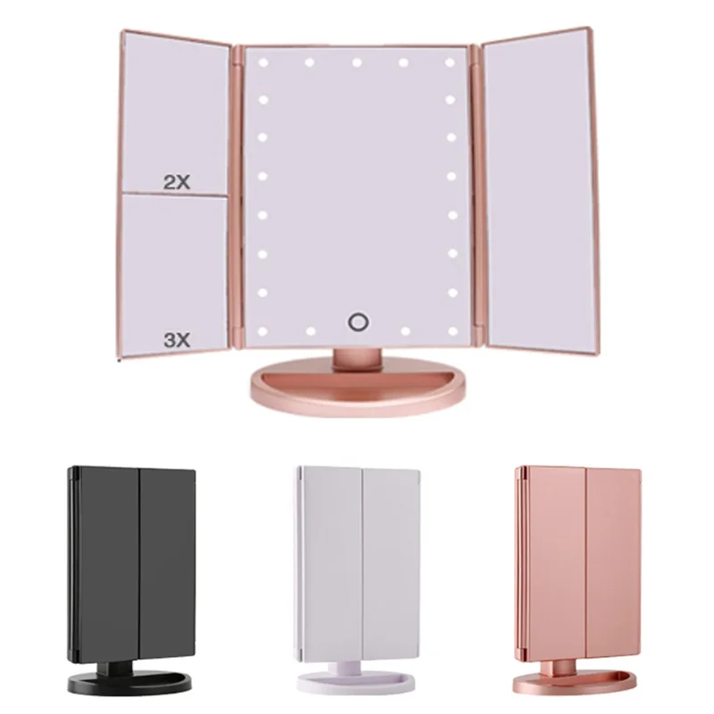 Modern Make-up Mirror with Light Folding Table Dresser Makeup Glowing Bathroom Accessories Home Decor