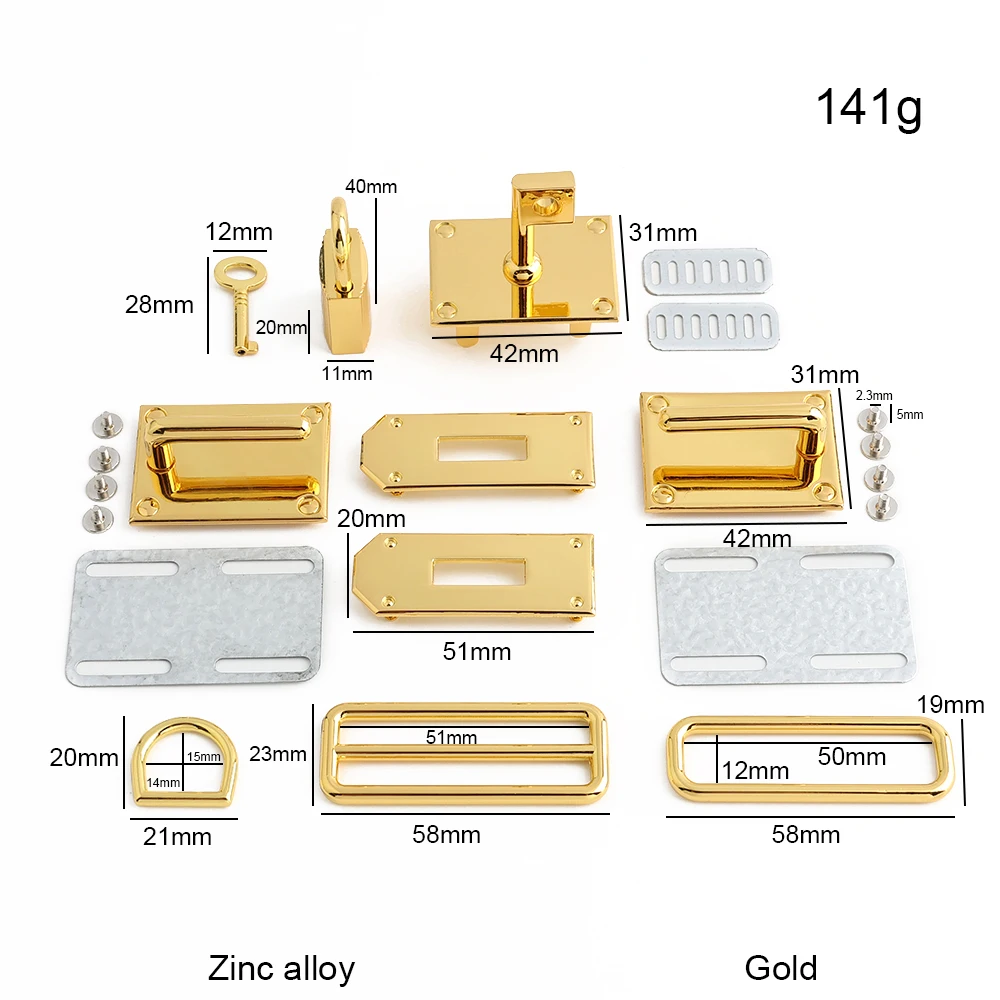 1/4/10Sets Metal Set Locks Arch Bridge Square Rotating Lock Seat Board Arrow Buckle For Shoulder Handbag Chest Bags Accessories