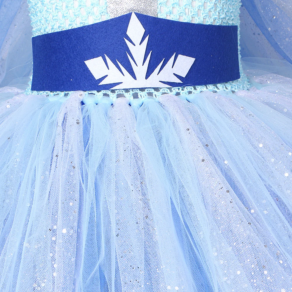 Girls Sparkly Elsa Long Dress with Cloak Kids Christmas Snow Queen Costumes Halloween Birthday Party Outfit Princess Ball Gown