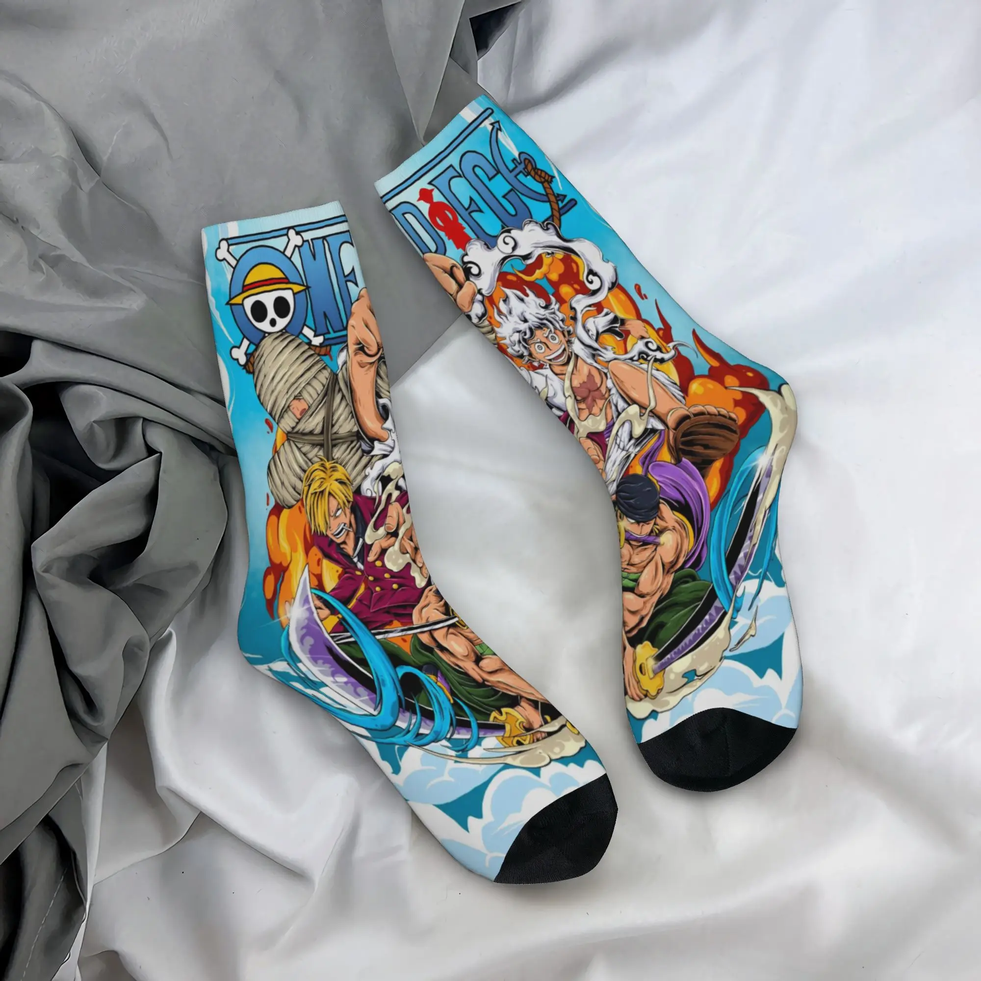 

Носки средней длины Luffy's Zoro Tony Chopper One Piece для женщин и мужчин, дышащие, уютные, влагоотводящие