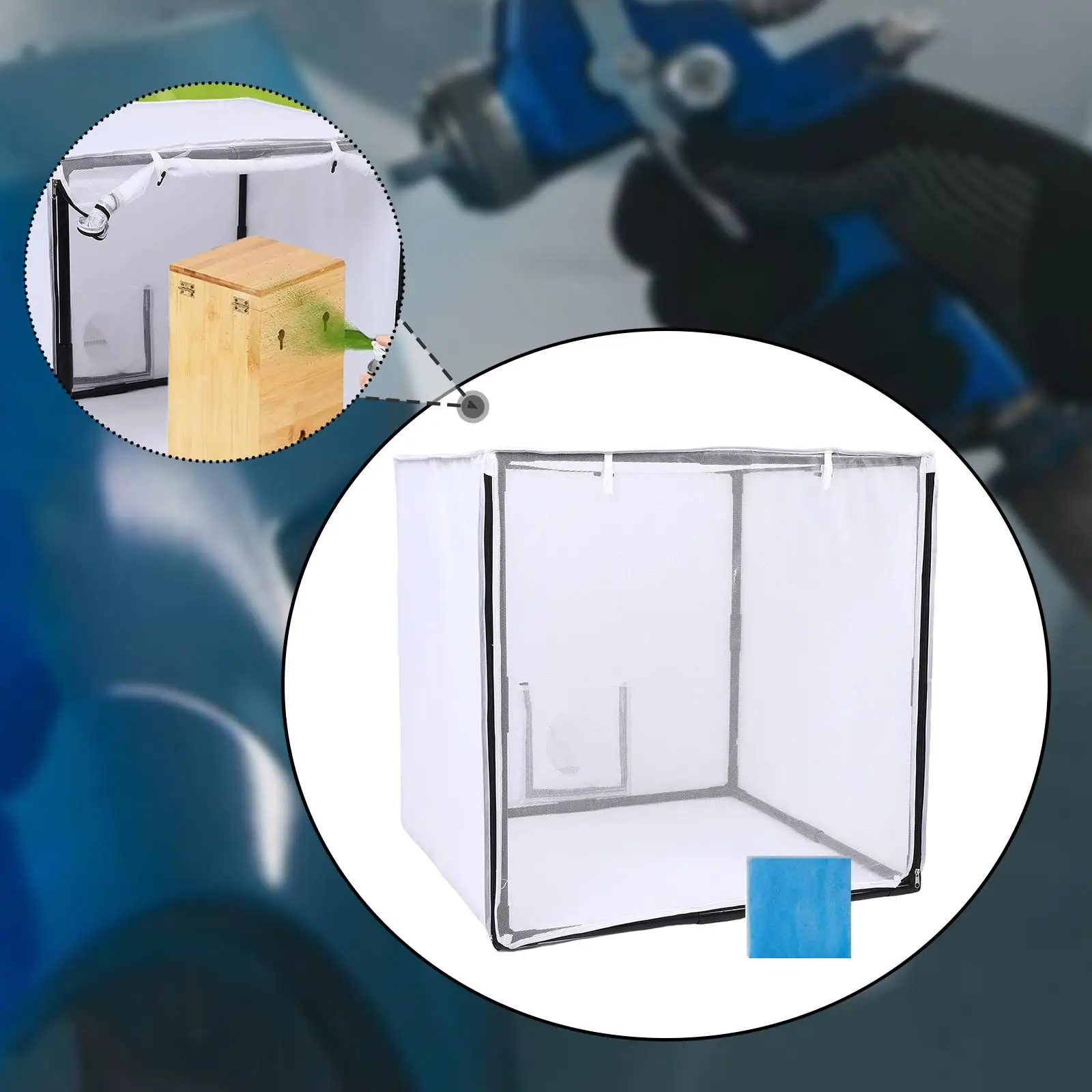 Portable Model Painting Spray Booth with Curtain Easy Assembly Oxford Material Tent for Nail Arts DIY