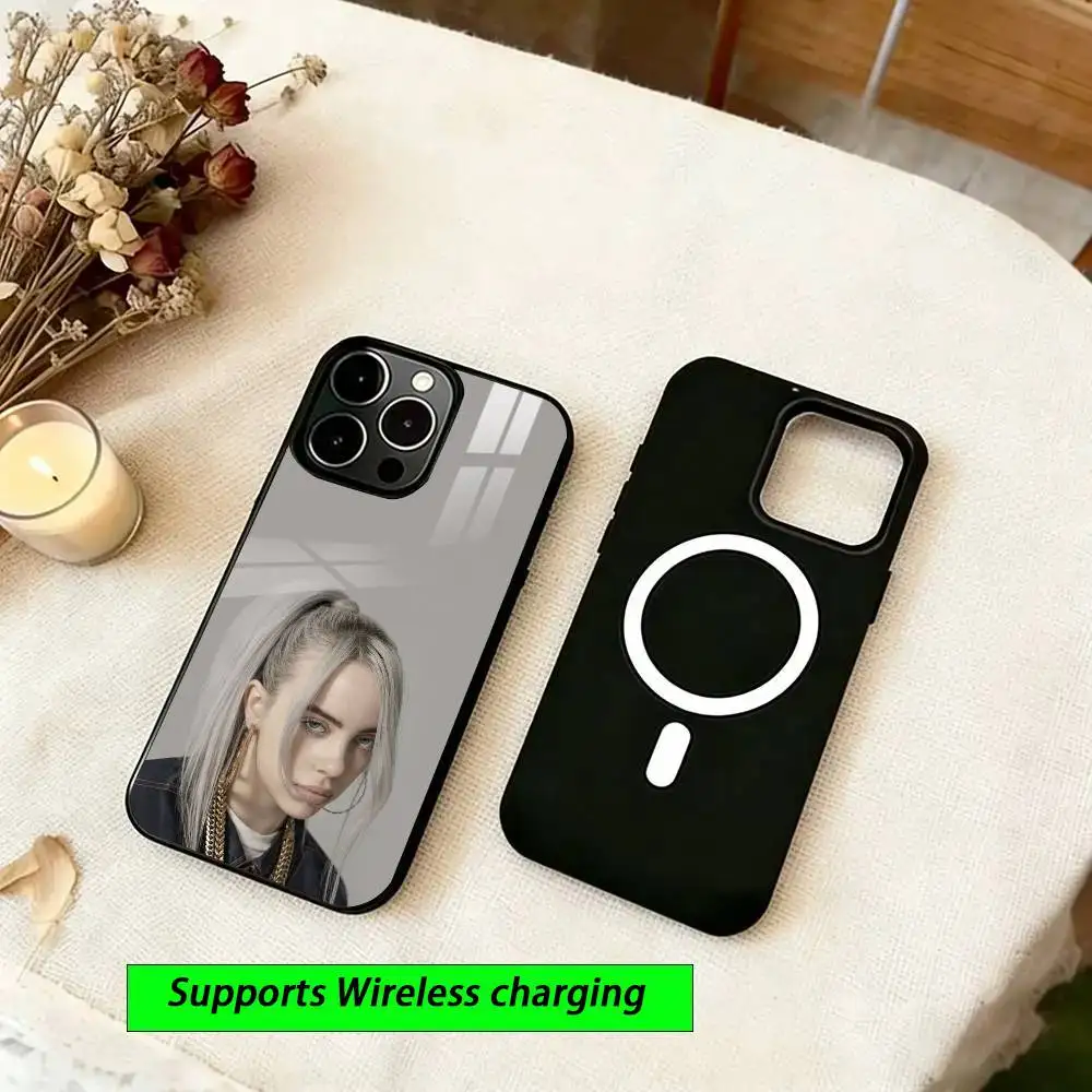 Female folk singer B-illies E-ilish  Phone Case For iPhone15,16,17,14,13,12,11 Plus,Pro Magnetic For  Wireless Charging view 4