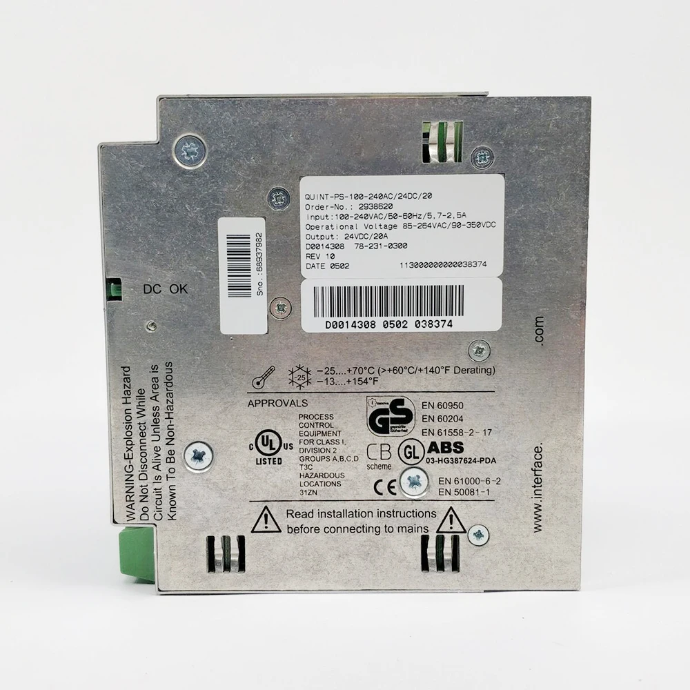 QUINT-PS-100-240AC/24DC/20 QUINT POWER 24VDC/20A Alimentation à découpage 2938620