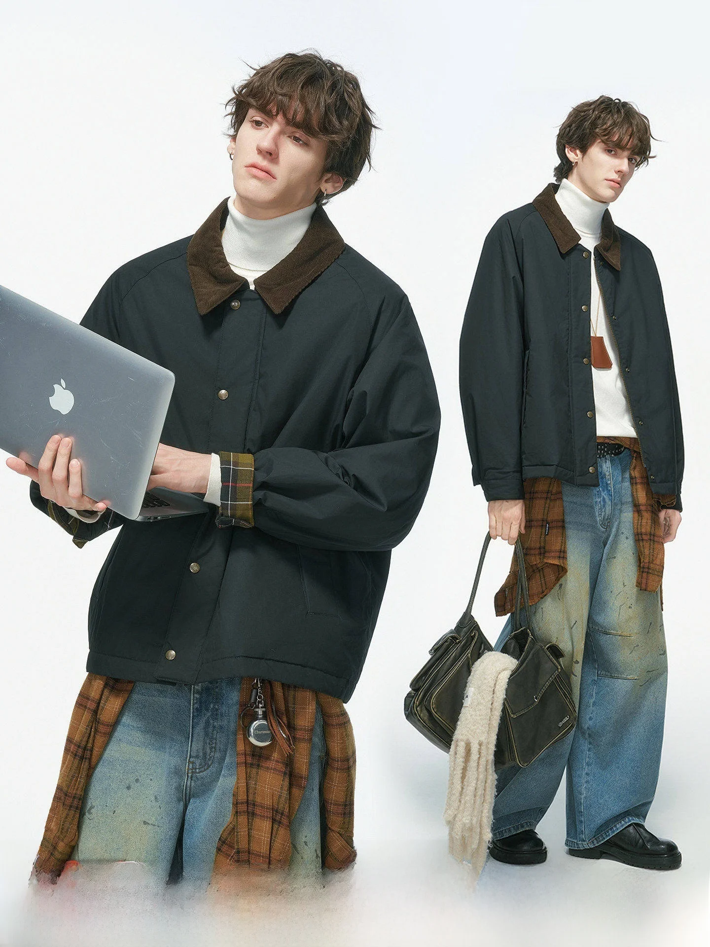 Dream Made Barn Style Men's Thickened Waterproof Cotton Jacket Winter Casual Wear Long Sleeve Button up Classic Fit Coat