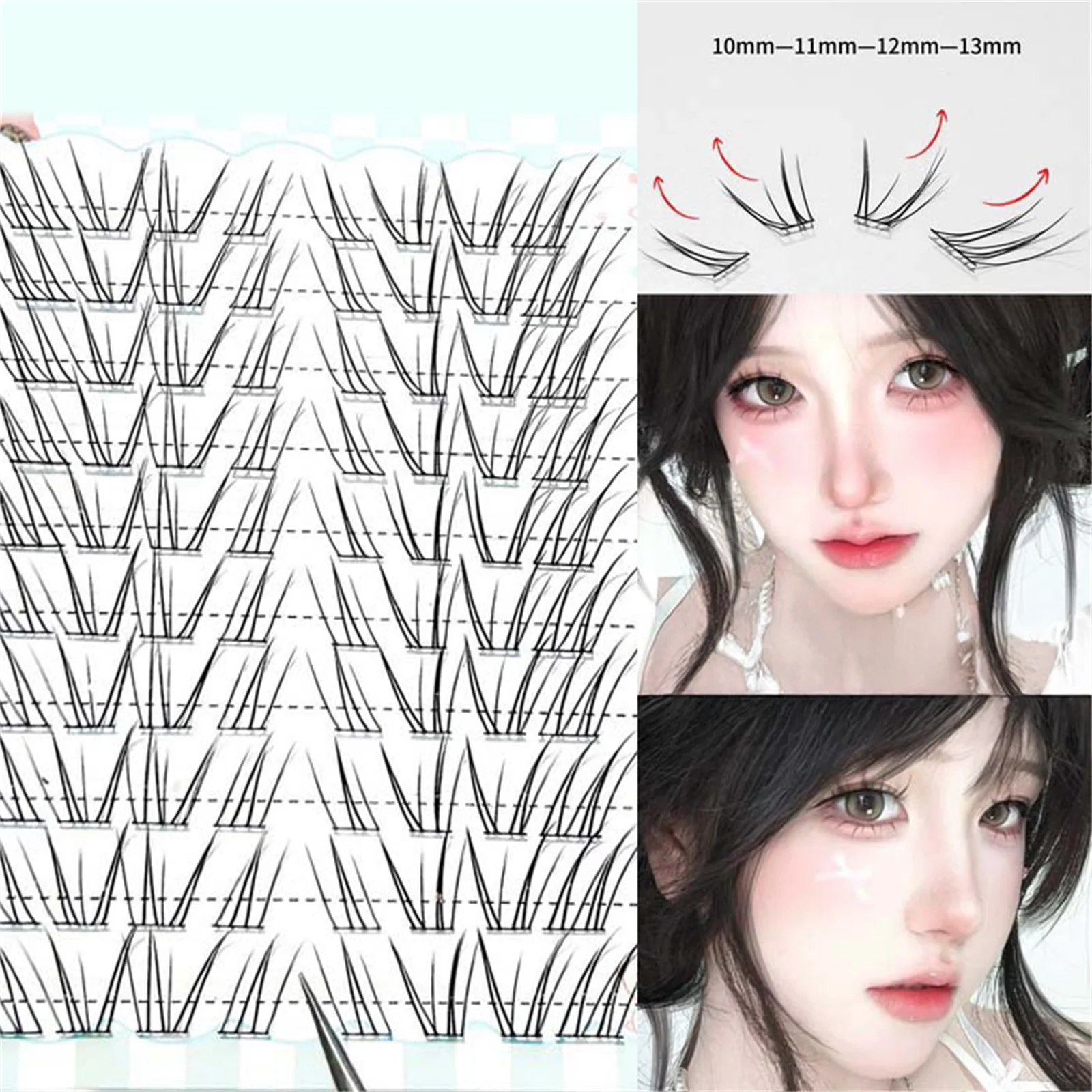 Natürliche künstliche Wimpernverlängerungen, 10–13 mm, C-Locken, leichte, schwarze, flauschige Volumenwimpern für den täglichen Gebrauch, Make-up-Zubehör