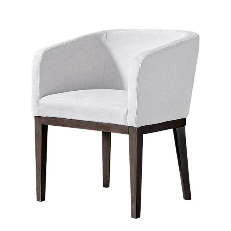

American rural retro furniture Italian light luxury solid wood linen dining chair, Nordic simple soft bag chair