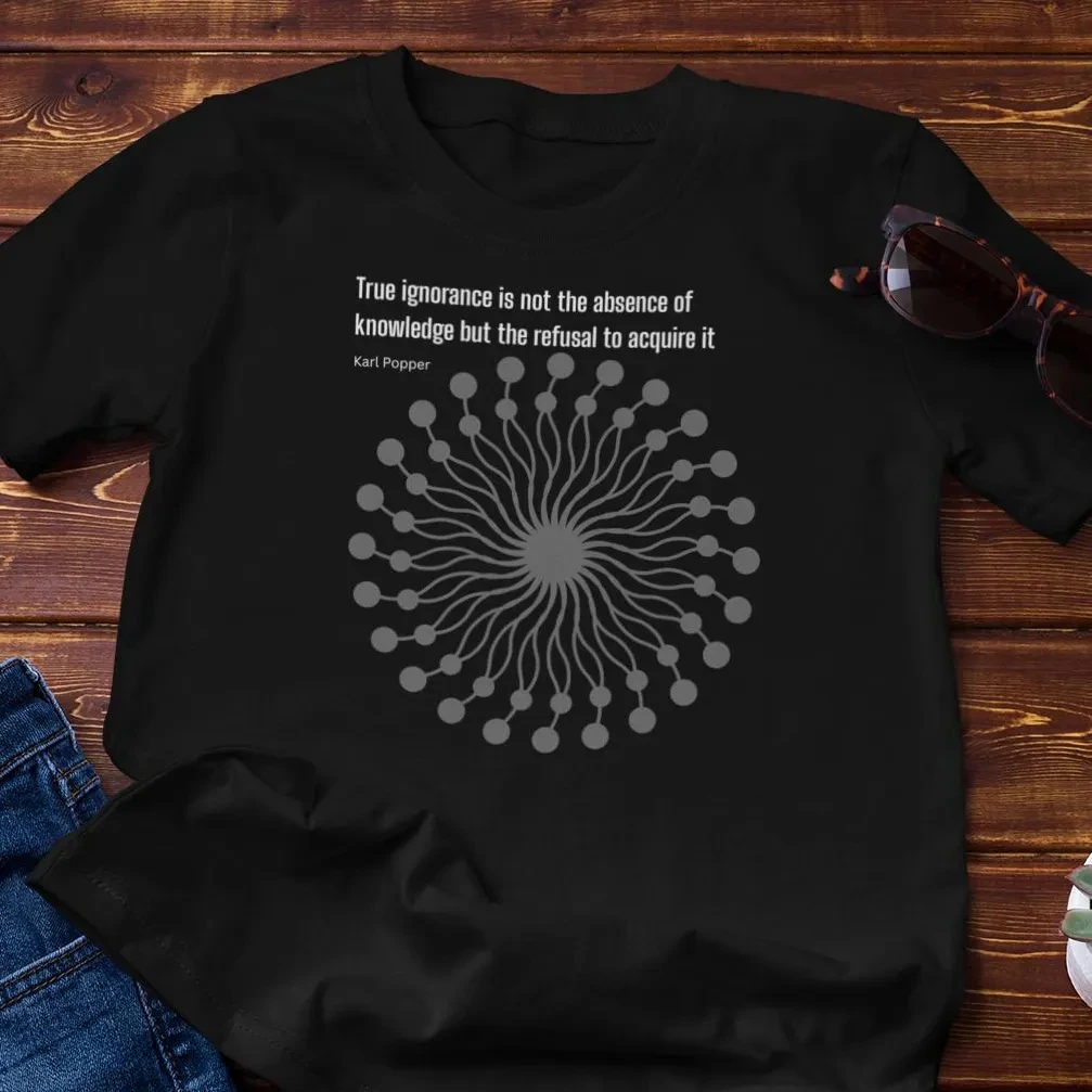 T-shirt graphique unisexe à col rond et manches courtes avec citation de philosophie, style rétro intellectuel, décontracté, pour le quotidien