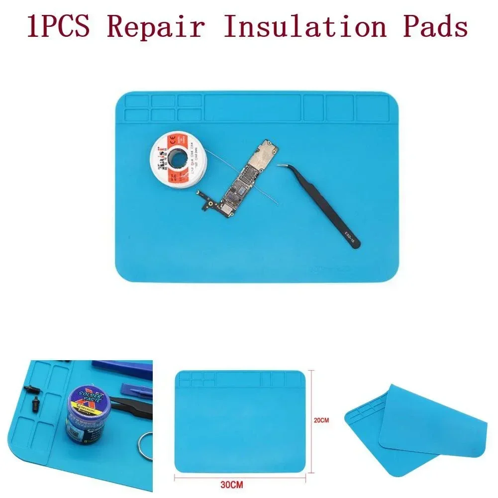 Imagem -02 - Almofada de Isolamento Térmico Anti-estático Tapete de Mesa de Solda Resistente ao Calor Estação de Solda de Silicone Reparação Mesa de Trabalho de Soldagem 30x20cm